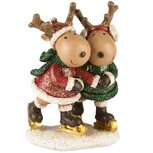 Dekoratief | Koppel rendieren m/schaatsen, rood/groen, resina, 8x7x11cm | A235804 Dekoratief | Koppel rendieren m/schaatsen, rood/groen, resina, 8x7x11cm | A235804