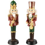 Dekoratief | Notenkraker m/viool/trompet, rood/groen, resina, 6x6x23cm, set van 2 stuks | A235809 Dekoratief | Notenkraker m/viool/trompet, rood/groen, resina, 6x6x23cm, set van 2 stuks | A235809