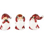 Dekoratief | Santa horen/zien/zwijgen, rood/wit, resina, 7x6x8cm, set van 3 stuks | A235822 Dekoratief | Santa horen/zien/zwijgen, rood/wit, resina, 7x6x8cm, set van 3 stuks | A235822