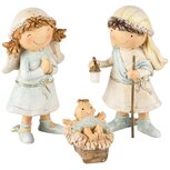 Dekoratief | Set 3 stalfiguren, beige/blauw, resina, 4x5x9cm | A235824 Dekoratief | Set 3 stalfiguren, beige/blauw, resina, 4x5x9cm | A235824