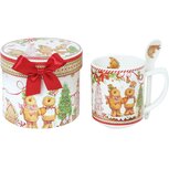 Dekoratief | Mok m/lepel in doos 'Gingerbread', porselein/karton, 12x12x10cm | A235841 Dekoratief | Mok m/lepel in doos 'Gingerbread', porselein/karton, 12x12x10cm | A235841