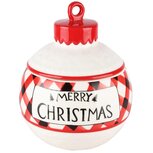 Dekoratief | Bewaarpot kerstbal 'Merry Christmas', wit/rood, keramiek, 16x16x20cm | A235852 Dekoratief | Bewaarpot kerstbal 'Merry Christmas', wit/rood, keramiek, 16x16x20cm | A235852