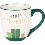 Dekoratief | Mok 'Happy Birthday', wit/groen, keramiek, 10x10x12cm | A235858 Dekoratief | Mok 'Happy Birthday', wit/groen, keramiek, 10x10x12cm | A235858