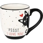 Dekoratief | Mok 'I love you' m/poes, zwart/wit, keramiek, 10x10x12cm | A235859 Dekoratief | Mok 'I love you' m/poes, zwart/wit, keramiek, 10x10x12cm | A235859