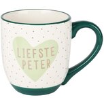 Dekoratief | Mok 'Liefste Peter', wit/groen, keramiek, 10x10x12cm | A235866 Dekoratief | Mok 'Liefste Peter', wit/groen, keramiek, 10x10x12cm | A235866