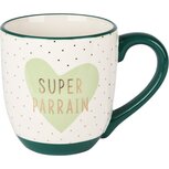 Dekoratief | Mok 'Super Parrain', wit/groen, keramiek, 10x10x12cm | A235867 Dekoratief | Mok 'Super Parrain', wit/groen, keramiek, 10x10x12cm | A235867