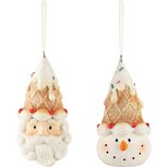 Dekoratief | Hanger santa/sneeuwman 'Biscuit', resina, 5x5x10cm, set van 2 stuks | A235871 Dekoratief | Hanger santa/sneeuwman 'Biscuit', resina, 5x5x10cm, set van 2 stuks | A235871