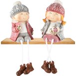Dekoratief | Winterkindje m/hangbeentjes, resina, 8x8x18cm, set van 2 stuks | A235882 Dekoratief | Winterkindje m/hangbeentjes, resina, 8x8x18cm, set van 2 stuks | A235882