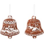 Dekoratief | Hanger bel peperkoek, bruin/wit, resina, 9x1x10cm, set van 2 stuks | A235951 Dekoratief | Hanger bel peperkoek, bruin/wit, resina, 9x1x10cm, set van 2 stuks | A235951