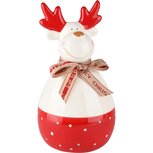 Dekoratief | Rudolf m/strik, rood/wit, dolomiet, 10x10x19cm | A235956 Dekoratief | Rudolf m/strik, rood/wit, dolomiet, 10x10x19cm | A235956