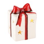 Dekoratief | Cadeautje, rood/wit, dolomiet, LED, 7x7x9cm | A235958 Dekoratief | Cadeautje, rood/wit, dolomiet, LED, 7x7x9cm | A235958
