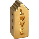Dekoratief | Deco huisje 'Love', goud, dolomiet, LED, 6x6x14cm | A235978 Dekoratief | Deco huisje 'Love', goud, dolomiet, LED, 6x6x14cm | A235978