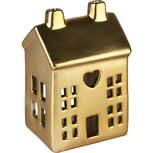 Dekoratief | Theelichthouder huisje, goud, dolomiet, 10x9x14cm | A235979 Dekoratief | Theelichthouder huisje, goud, dolomiet, 10x9x14cm | A235979