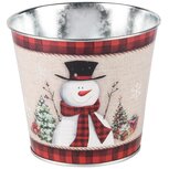 Dekoratief | Bloempot rond m/sneeuwman, metaal, 13x13x12cm | A235998 Dekoratief | Bloempot rond m/sneeuwman, metaal, 13x13x12cm | A235998