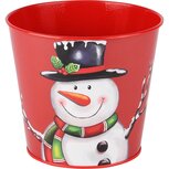 Dekoratief | Bloempot rond m/sneeuwman, metaal, 13x13x12cm | A235999 Dekoratief | Bloempot rond m/sneeuwman, metaal, 13x13x12cm | A235999