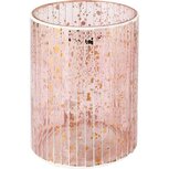 Dekoratief | Theelichthouder roze/goud, glas, 10x10x14cm | A238016 Dekoratief | Theelichthouder roze/goud, glas, 10x10x14cm | A238016