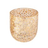 Dekoratief | Theelichthouder 'Gold Mosaic', glas, 9x9x10cm | A238019 Dekoratief | Theelichthouder 'Gold Mosaic', glas, 9x9x10cm | A238019