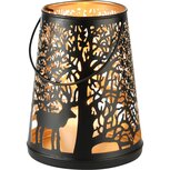 Dekoratief | Lantaarn 'Reindeer Forest', zwart/goud, metaal, 15x15x20cm | A238027 Dekoratief | Lantaarn 'Reindeer Forest', zwart/goud, metaal, 15x15x20cm | A238027
