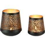 Dekoratief | Windlicht 'Stained', zwart/goud, metaal, 13x13x14cm | A238032 Dekoratief | Windlicht 'Stained', zwart/goud, metaal, 13x13x14cm | A238032