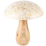 Dekoratief | Paddenstoel wit/goud/naturel, hout/email, 16x12x12cm | A238035 Dekoratief | Paddenstoel wit/goud/naturel, hout/email, 16x12x12cm | A238035