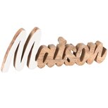 Dekoratief | Deco 'MAISON', naturel/wit, hout/email, 29x3x11cm | A238050 Dekoratief | Deco 'MAISON', naturel/wit, hout/email, 29x3x11cm | A238050