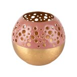 Dekoratief | Theelichthouder, roze/goud, metaal/email, 9x9x9cm | A238063 Dekoratief | Theelichthouder, roze/goud, metaal/email, 9x9x9cm | A238063