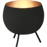 Dekoratief | Theelichthouder op pootjes, zwart/goud, metaal, 10x10x10cm | A238078 Dekoratief | Theelichthouder op pootjes, zwart/goud, metaal, 10x10x10cm | A238078