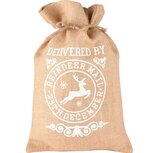 Dekoratief | Jutezak 'Reindeer Mail', naturel/wit, 25x40cm | A238097 Dekoratief | Jutezak 'Reindeer Mail', naturel/wit, 25x40cm | A238097