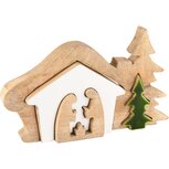 Dekoratief | Kerststal puzzel, naturel/wit/groen, hout, 24x15x3cm | A238108 Dekoratief | Kerststal puzzel, naturel/wit/groen, hout, 24x15x3cm | A238108