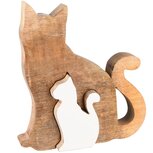 Dekoratief | Deco poes puzzel, naturel/wit, hout, 20x18x3cm | A238110 Dekoratief | Deco poes puzzel, naturel/wit, hout, 20x18x3cm | A238110