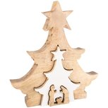 Dekoratief | Kerststal puzzel, naturel/wit, hout, 27x24x4cm | A238114 Dekoratief | Kerststal puzzel, naturel/wit, hout, 27x24x4cm | A238114