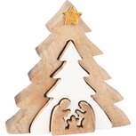 Dekoratief | Kerststal puzzel, naturel/wit, hout, 16x16x3cm | A238121 Dekoratief | Kerststal puzzel, naturel/wit, hout, 16x16x3cm | A238121