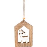 Dekoratief | Hanger huisje m/hert, naturel/wit, hout, 13x9x2cm | A238122 Dekoratief | Hanger huisje m/hert, naturel/wit, hout, 13x9x2cm | A238122