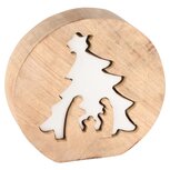 Dekoratief | Kerststal puzzel, naturel/wit, hout, 14x13x4cm | A238123 Dekoratief | Kerststal puzzel, naturel/wit, hout, 14x13x4cm | A238123