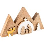 Dekoratief | Kerststal puzzel, naturel/wit/goud, hout, 33x18x4cm | A238126 Dekoratief | Kerststal puzzel, naturel/wit/goud, hout, 33x18x4cm | A238126
