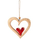 Dekoratief | Hanger hart, naturel/rood, hout, 12x12x2cm | A238132 Dekoratief | Hanger hart, naturel/rood, hout, 12x12x2cm | A238132