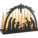 Dekoratief | Theelichthouder m/stalfiguren/bomen, zwart/goud, metaal, 38x9x24cm | A238162 Dekoratief | Theelichthouder m/stalfiguren/bomen, zwart/goud, metaal, 38x9x24cm | A238162