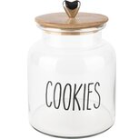 Dekoratief | Bewaarpot 'Cookies', transparant, glas/hout, 17x17x26cm | A238212 Dekoratief | Bewaarpot 'Cookies', transparant, glas/hout, 17x17x26cm | A238212