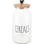 Dekoratief | Bewaarpot 'Cereals', transparant, glas/hout, 14x14x32cm | A238213 Dekoratief | Bewaarpot 'Cereals', transparant, glas/hout, 14x14x32cm | A238213