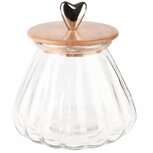 Dekoratief | Bewaarpot m/ribbels, transparant, glas/hout, 15x15x16cm | A238215 Dekoratief | Bewaarpot m/ribbels, transparant, glas/hout, 15x15x16cm | A238215
