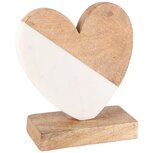 Dekoratief | Deco hart op voet, hout/marmer, naturel/wit, 19x7x19cm | A238240 Dekoratief | Deco hart op voet, hout/marmer, naturel/wit, 19x7x19cm | A238240
