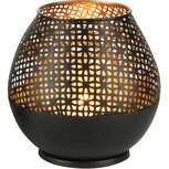 Dekoratief | Theelichthouder 'Hidden Circles', zwart/goud, metaal, 16x16x15cm | A238273 Dekoratief | Theelichthouder 'Hidden Circles', zwart/goud, metaal, 16x16x15cm | A238273