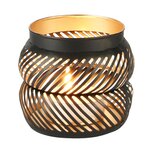 Dekoratief | Theelichthouder 'Lines', zwart/goud, metaal, 11x11x9cm | A238276 Dekoratief | Theelichthouder 'Lines', zwart/goud, metaal, 11x11x9cm | A238276
