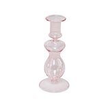 Dekoratief | Kaarsenhouder, roze, glas, 8x8x18cm | A239014 Dekoratief | Kaarsenhouder, roze, glas, 8x8x18cm | A239014