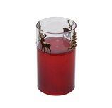 Dekoratief | Windlicht m/herten/bomen, rood, glas, 8x8x15cm | A239018 Dekoratief | Windlicht m/herten/bomen, rood, glas, 8x8x15cm | A239018