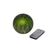 Dekoratief | Deco bol m/dennenbomen, groen, glas, LED, 10x10x10cm | A239021 Dekoratief | Deco bol m/dennenbomen, groen, glas, LED, 10x10x10cm | A239021