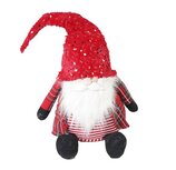Dekoratief | Pop gnoom zittend, rood/wit, polyester, 37cm | A239043 Dekoratief | Pop gnoom zittend, rood/wit, polyester, 37cm | A239043
