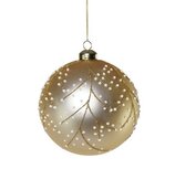 Dekoratief | Hanger kerstbal m/takjes, goud/wit, glas, 8x8x8cm | A239048 Dekoratief | Hanger kerstbal m/takjes, goud/wit, glas, 8x8x8cm | A239048