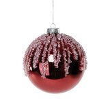 Dekoratief | Hanger kerstbal m/parels, rood, glas, 8x8x8cm | A239050 Dekoratief | Hanger kerstbal m/parels, rood, glas, 8x8x8cm | A239050