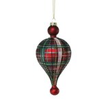 Dekoratief | Hanger druppel m/ruit, rood/groen, glas, 8x8x12cm | A239051 Dekoratief | Hanger druppel m/ruit, rood/groen, glas, 8x8x12cm | A239051